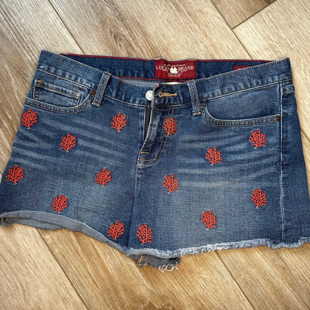 Lucky Brand Jean Shorts with Red Accents